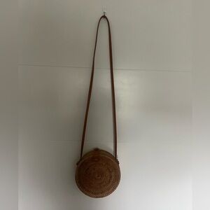 wicker round purse